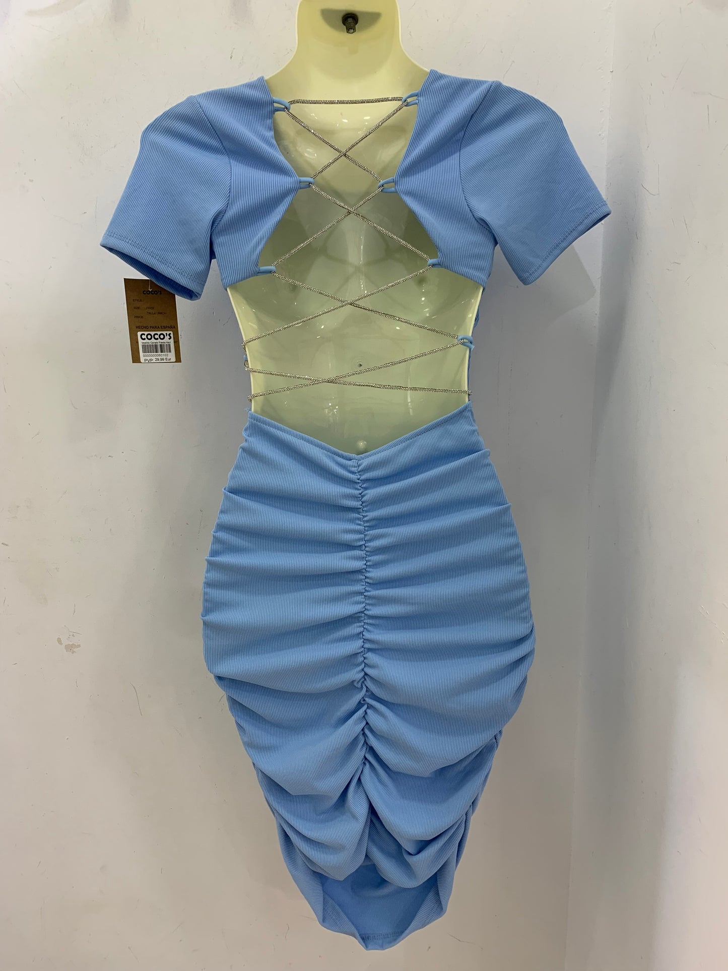 Vestido Midi Canalé Celeste