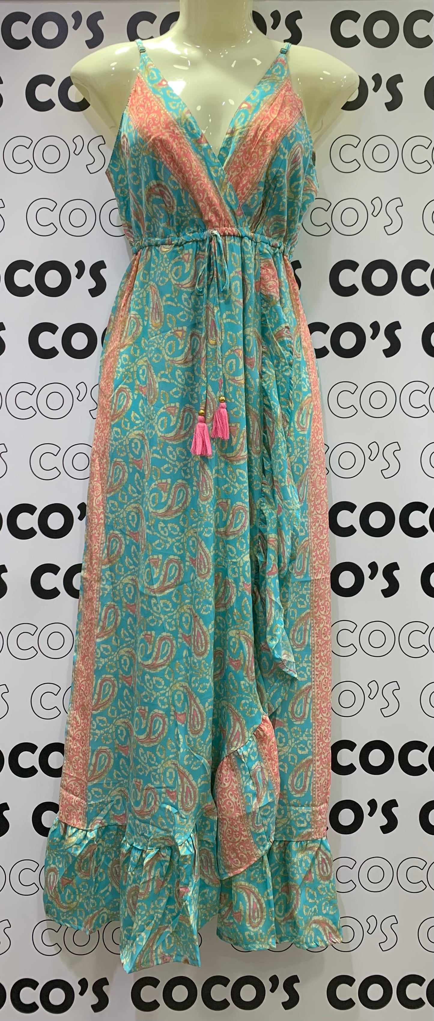 Vestido ZOYA Turquesa y Rosa