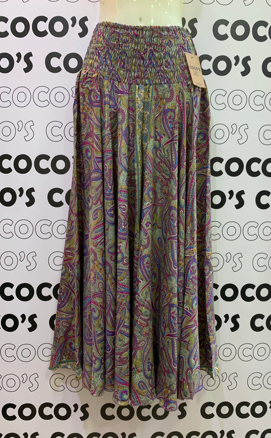 Pantalón Ancho largo verde/lila.