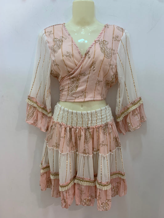 Conjunto Lurex Corto Rosa Cachemira