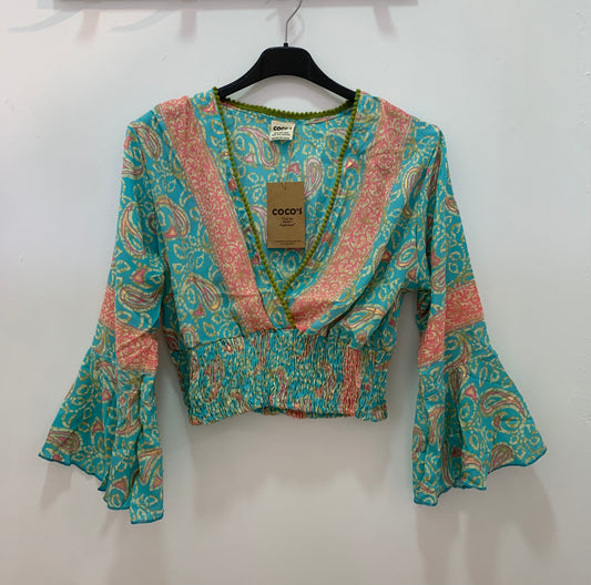 Top Kanika Turquesa y Rosa