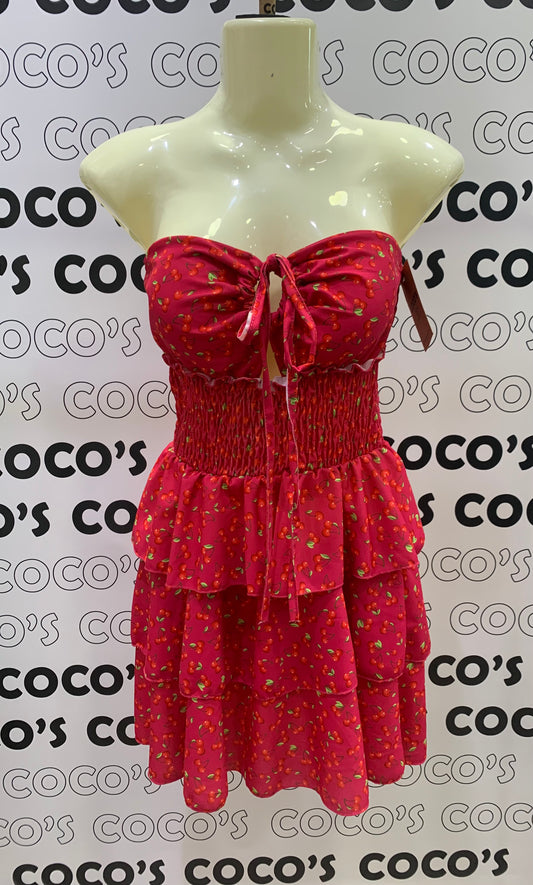 Vestido Palabra de Honor Cherry Fucsia