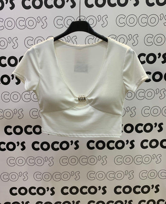 Top Cropped Blanco Canalé