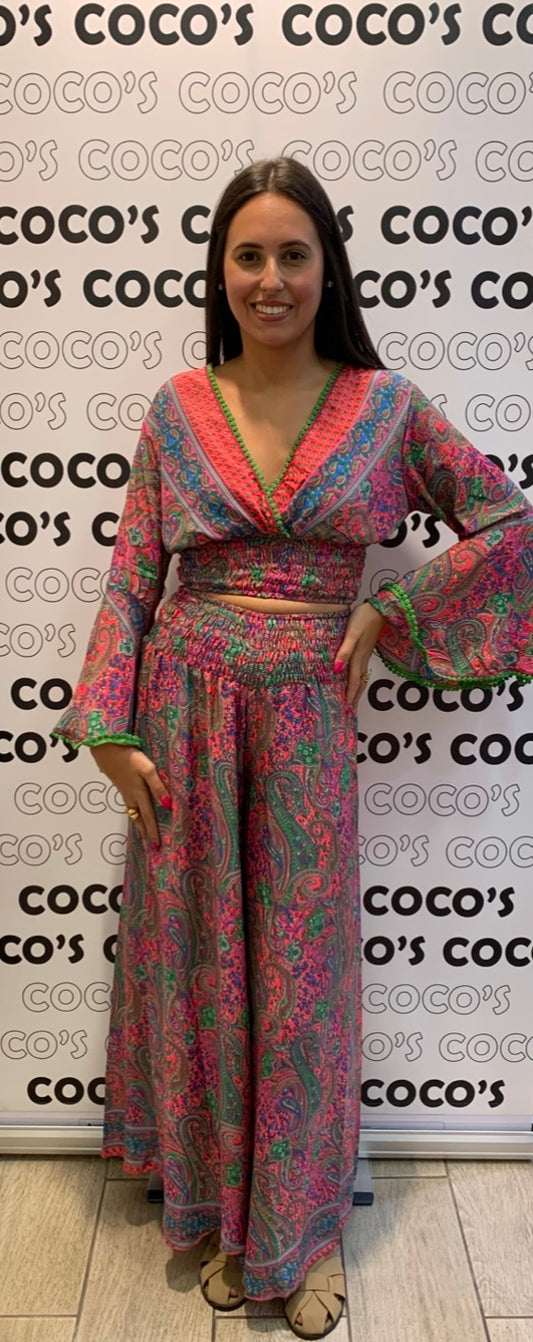 Conjunto Largo HE 1030 Pantalón rosa.