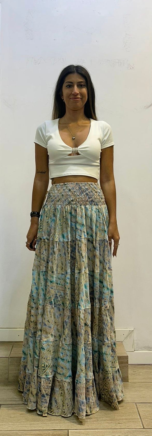 Falda Larga 810 Azul Claro