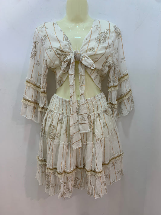Conjunto Lurex Corto Blanco Cachemira