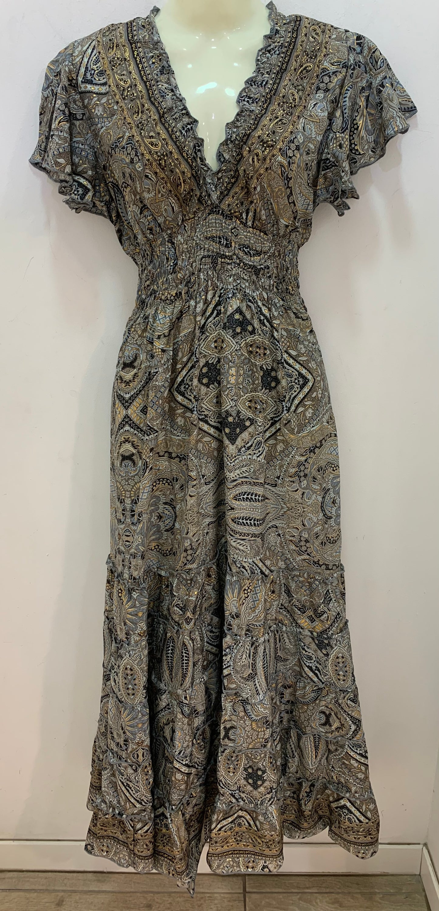 Vestido 1023A Gris Y Negro