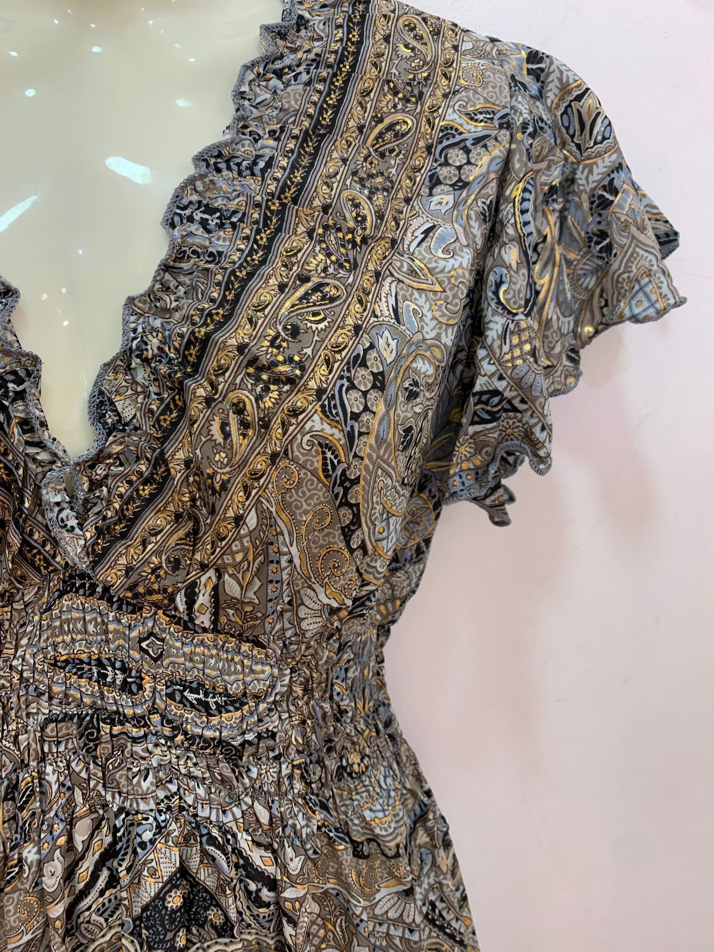 Vestido 1023A Gris Y Negro