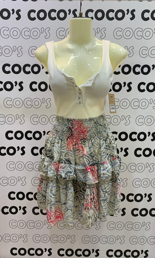 Falda Corta Blueberry Gris y Rosa