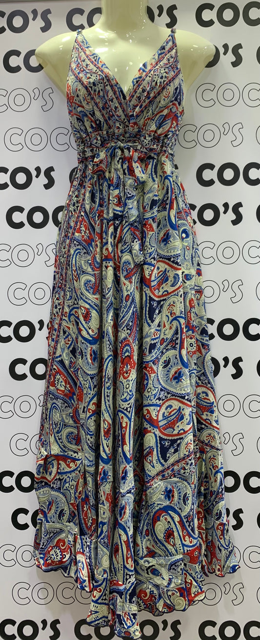 Vestido 240K Azul Rojo Beige Cachemira
