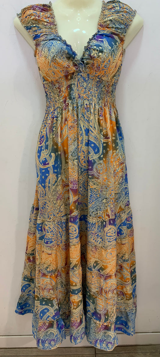 Vestido 1023K Azul Naranja Lila