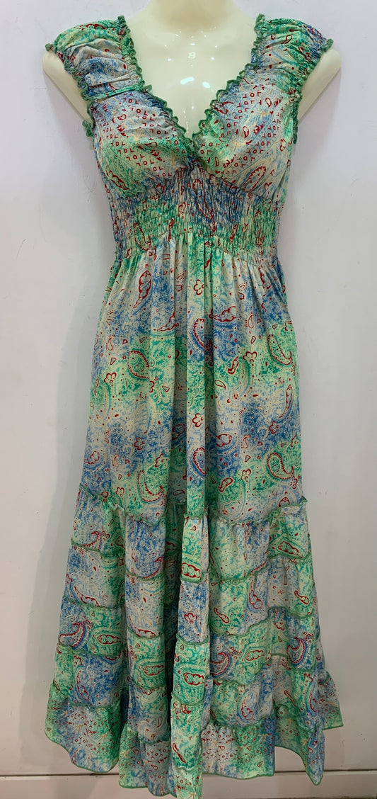 Vestido 1023K Verde, Azul, Rojo