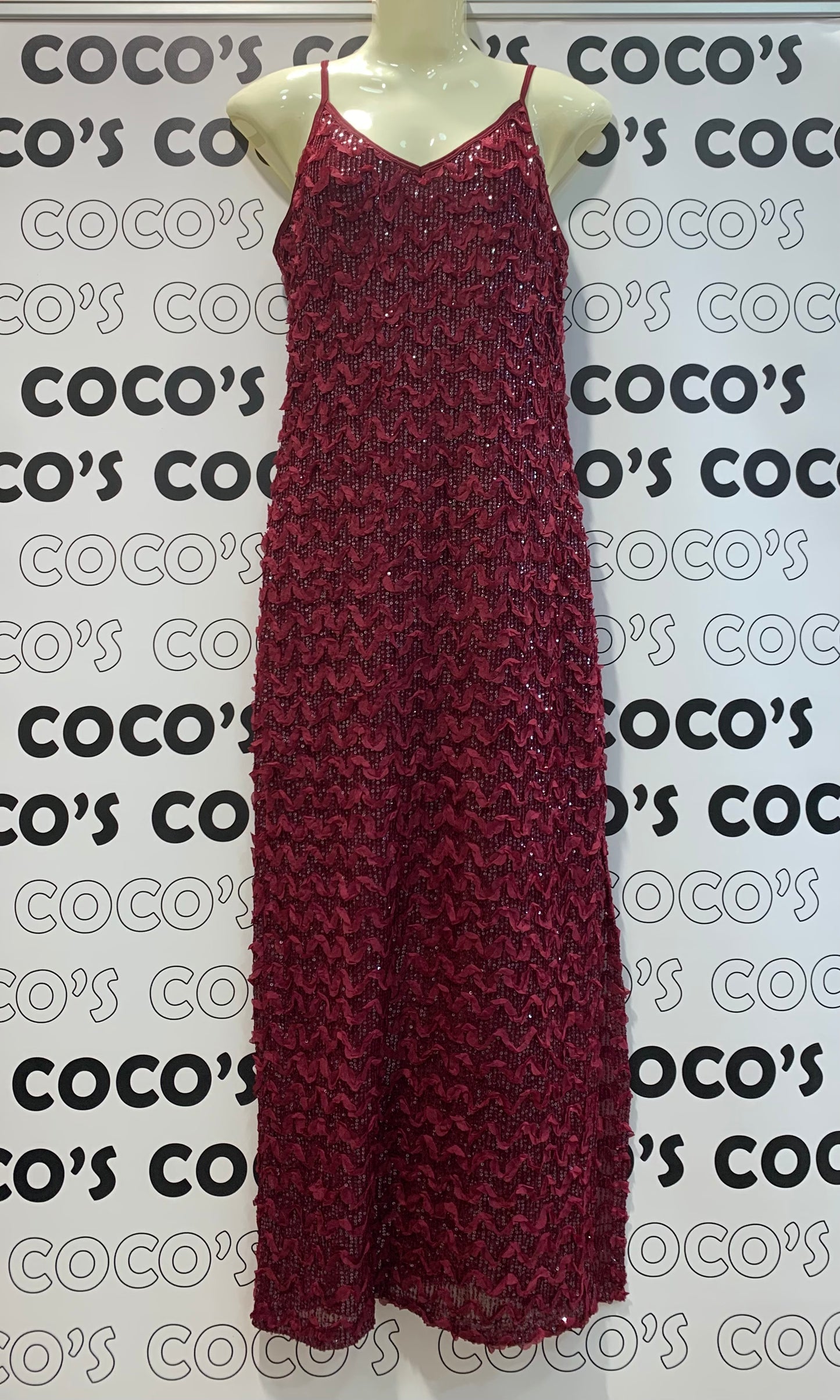 Vestido Fiesta Granate Lentejuelas