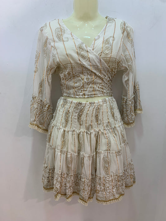Conjunto Lurex Corto Blanco Cachemira