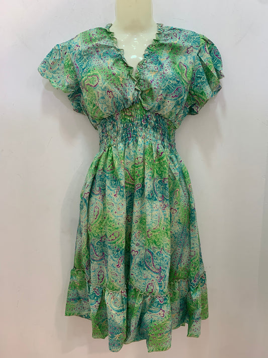 Vestido 1025 Verde Claro Y Verde Oscuro