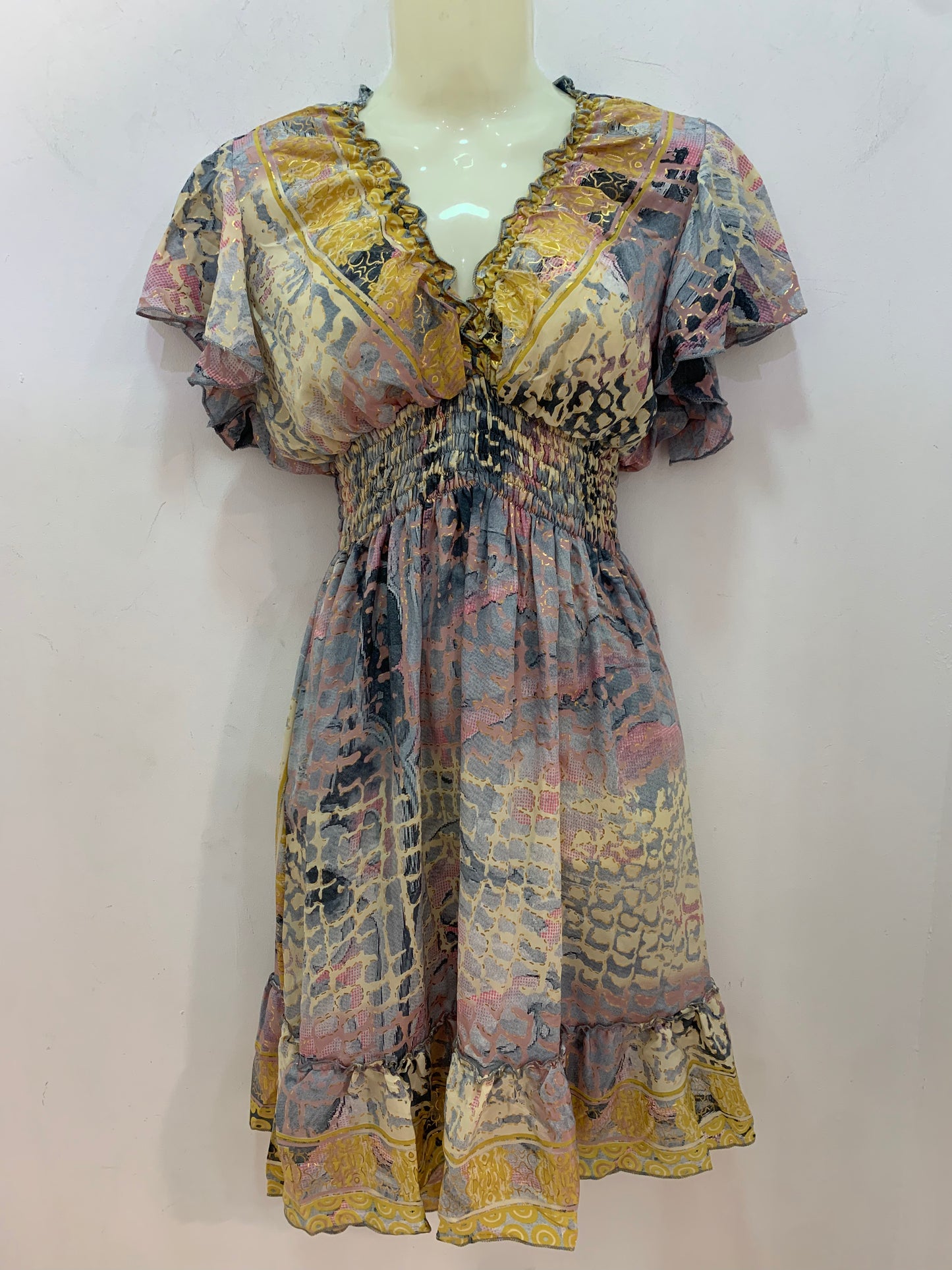 Vestido 1025 Gris,Rosa,Mostaza