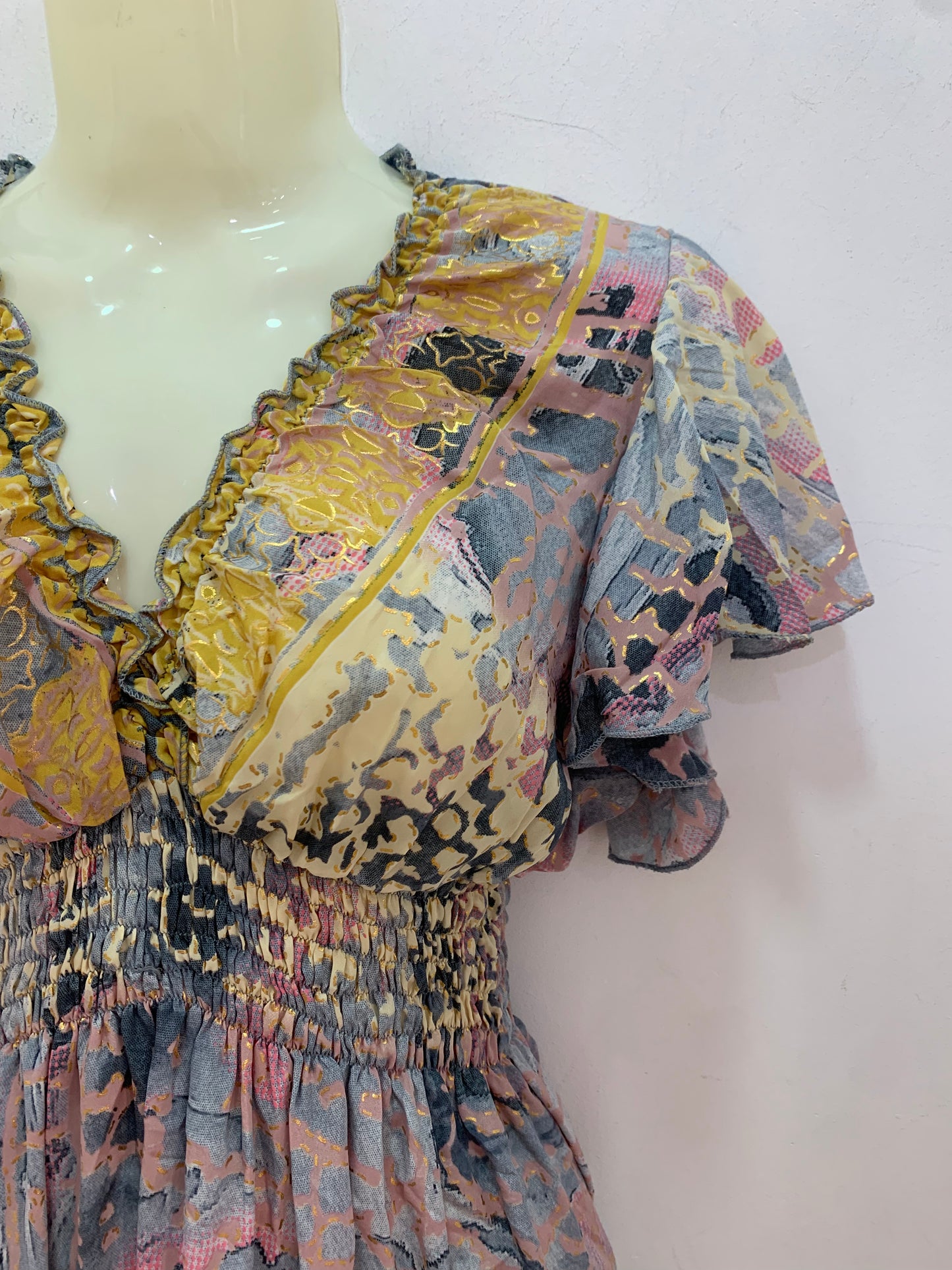 Vestido 1025 Gris,Rosa,Mostaza