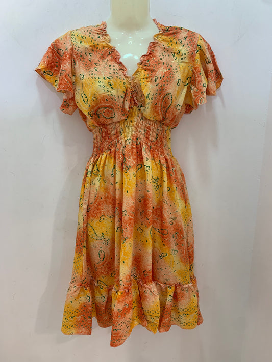 Vestido 1025 Naranja y Amarillo