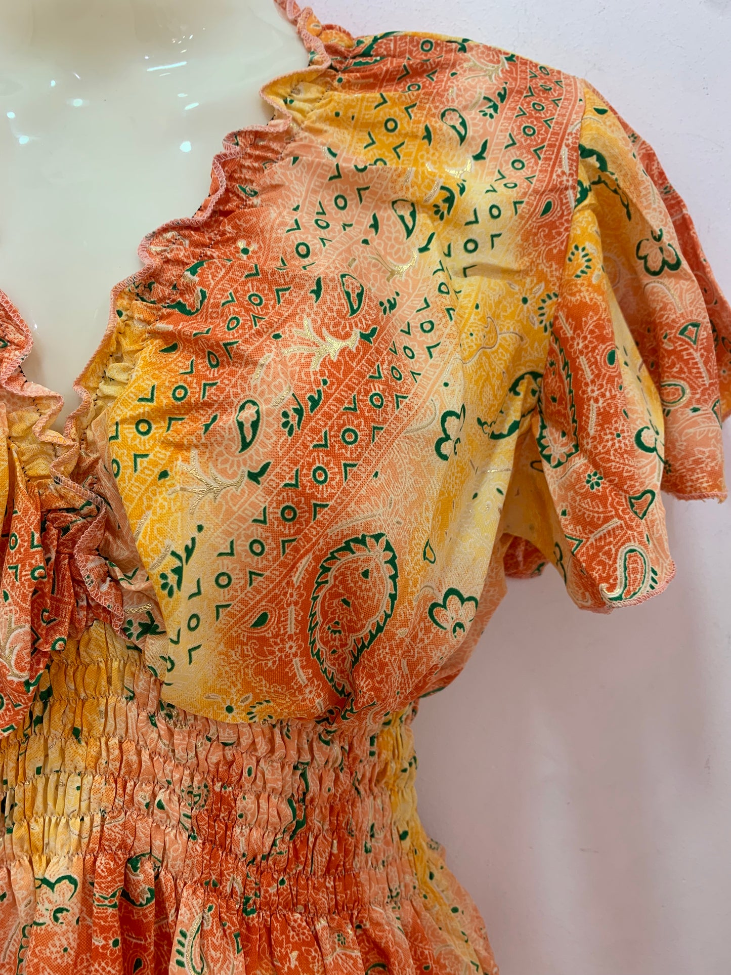 Vestido 1025 Naranja y Amarillo