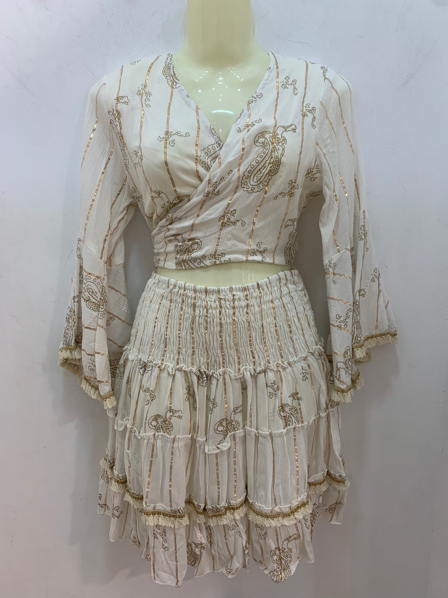 Conjunto Lurex Corto Blanco Cachemira
