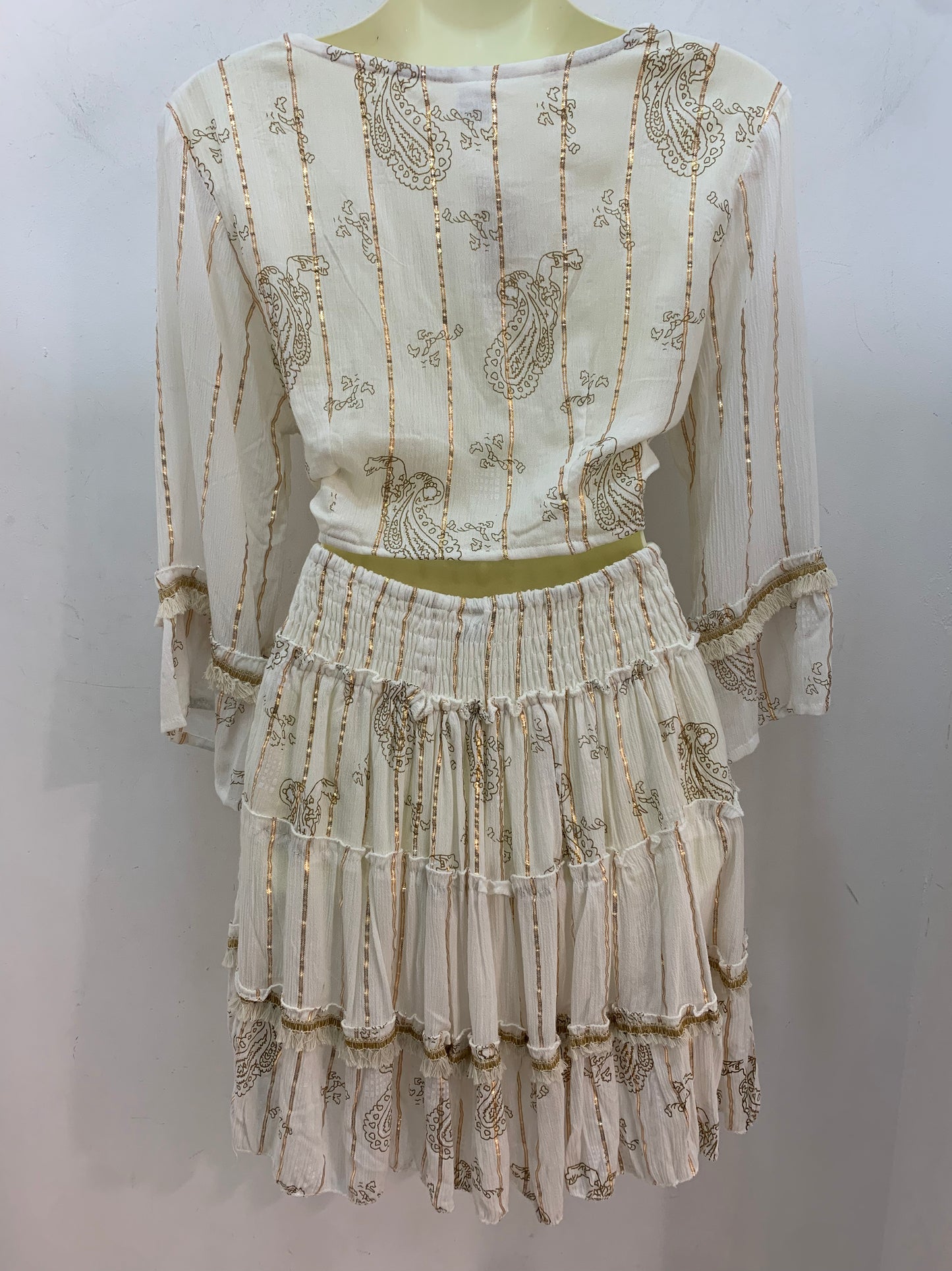 Conjunto Lurex Corto Blanco Cachemira
